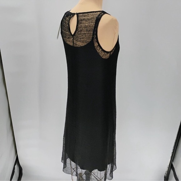 EILEEN FISHER Black Lace Hem Dress crew neck dress new with tags with slip dress - Picture 9 of 10